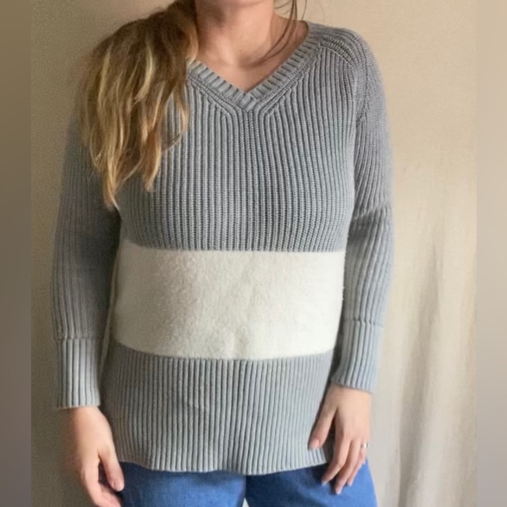 Gray and White Sweater